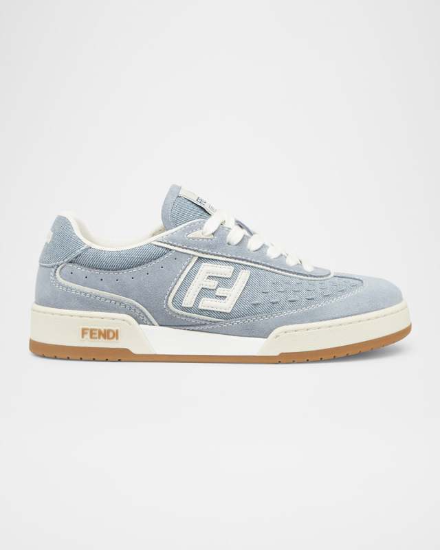Match Denim and Suede Low-Top Sneakers